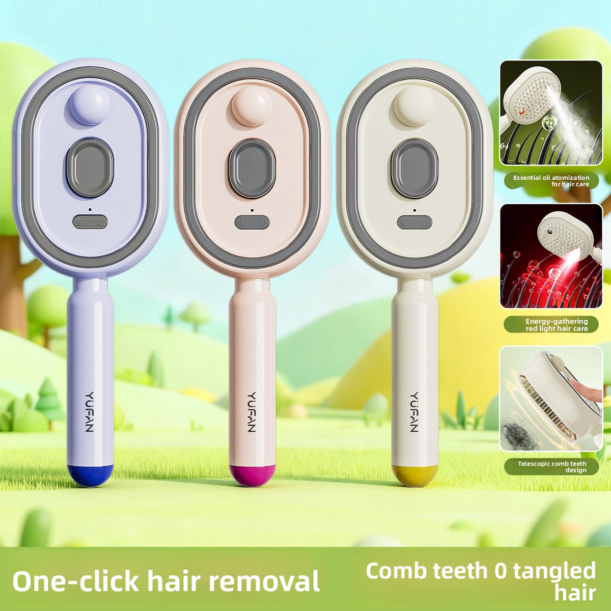 Electric Mist Hair Care Comb with Red Light and Detangling Function