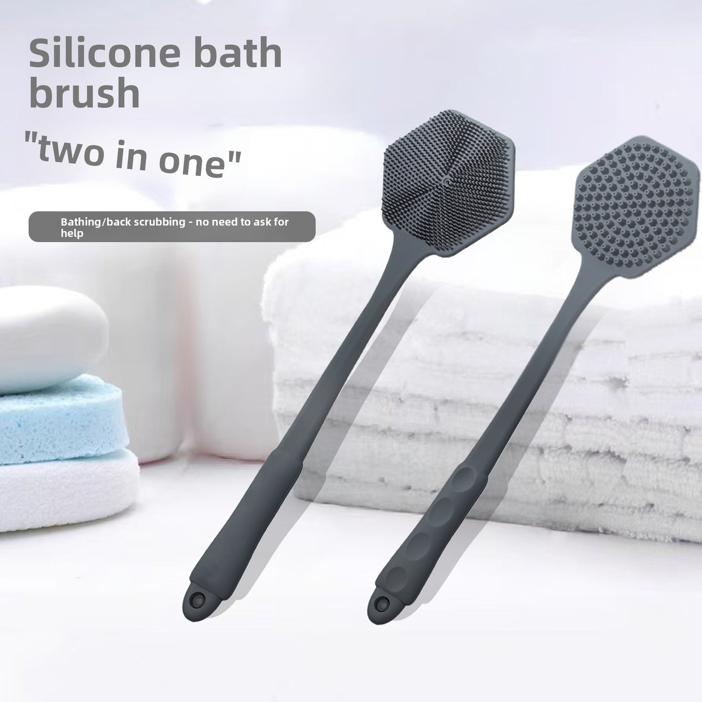 Silicone Long Handle Double-Sided Bath Body Brush