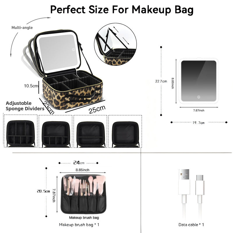 LED Cosmetic Travel Case With 10x Mirror