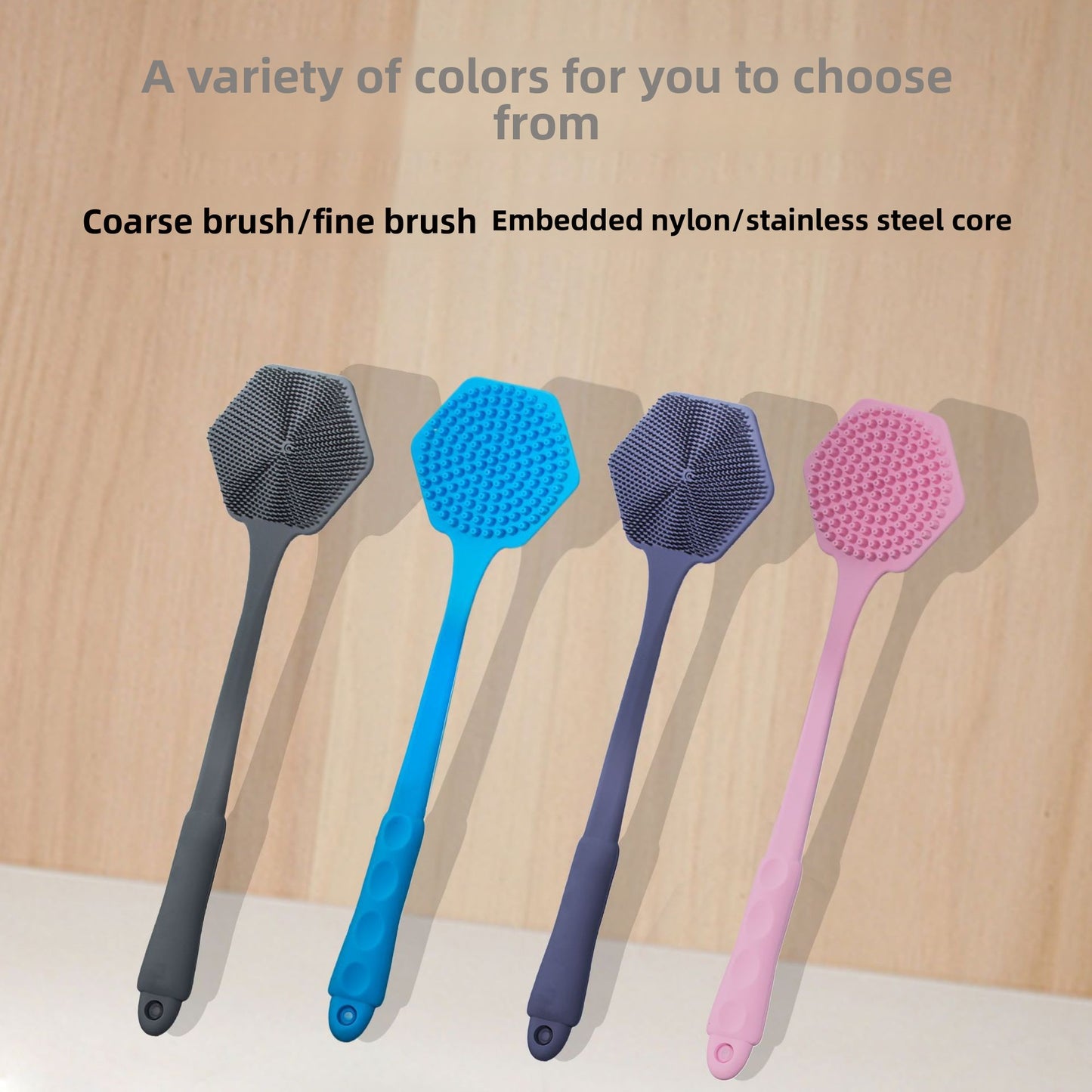 Silicone Long Handle Double-Sided Bath Body Brush
