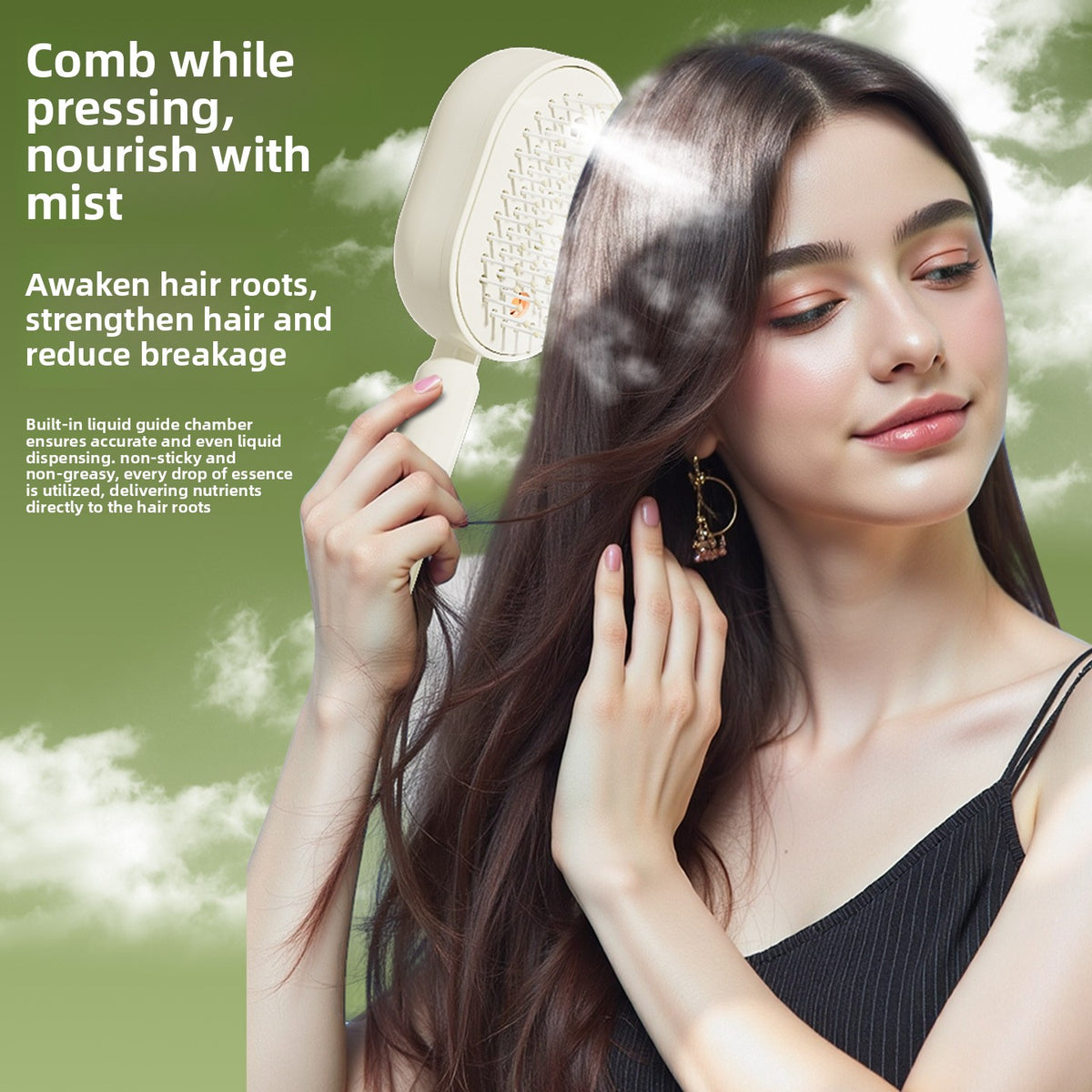 Electric Mist Hair Care Comb with Red Light and Detangling Function