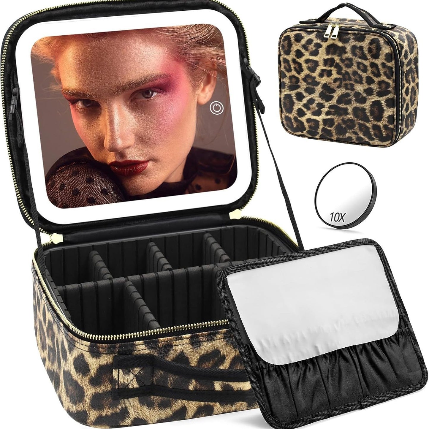 LED Cosmetic Travel Case With 10x Mirror