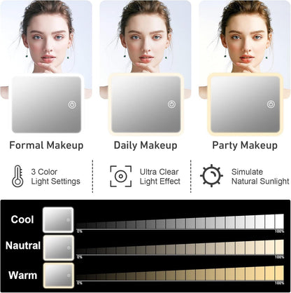 LED Cosmetic Travel Case With 10x Mirror