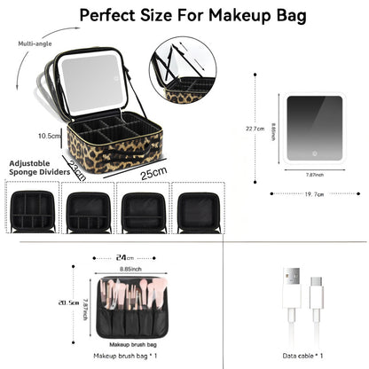 LED Cosmetic Travel Case With 10x Mirror