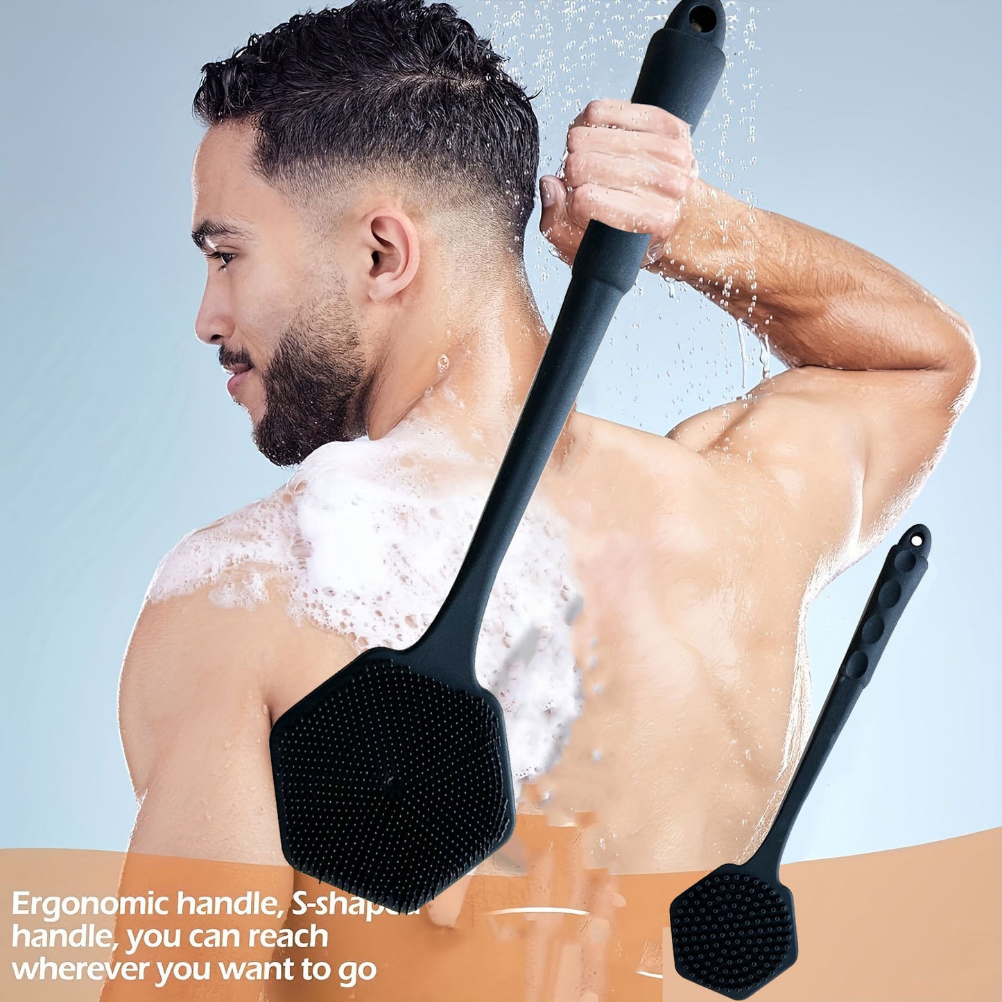 Silicone Long Handle Double-Sided Bath Body Brush